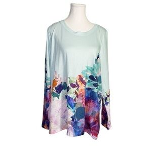 Soft Surroundings Pasaia Floral Long Sleeve Top